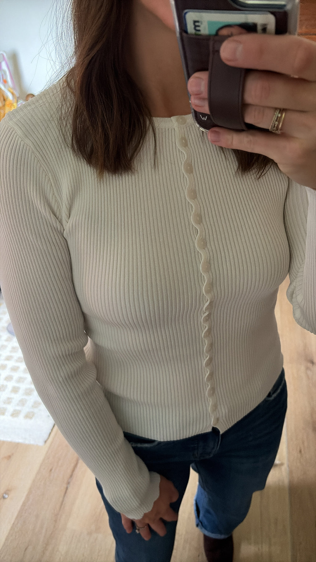 Ribbed Scalloped Long Sleeve