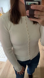 Ribbed Scalloped Long Sleeve