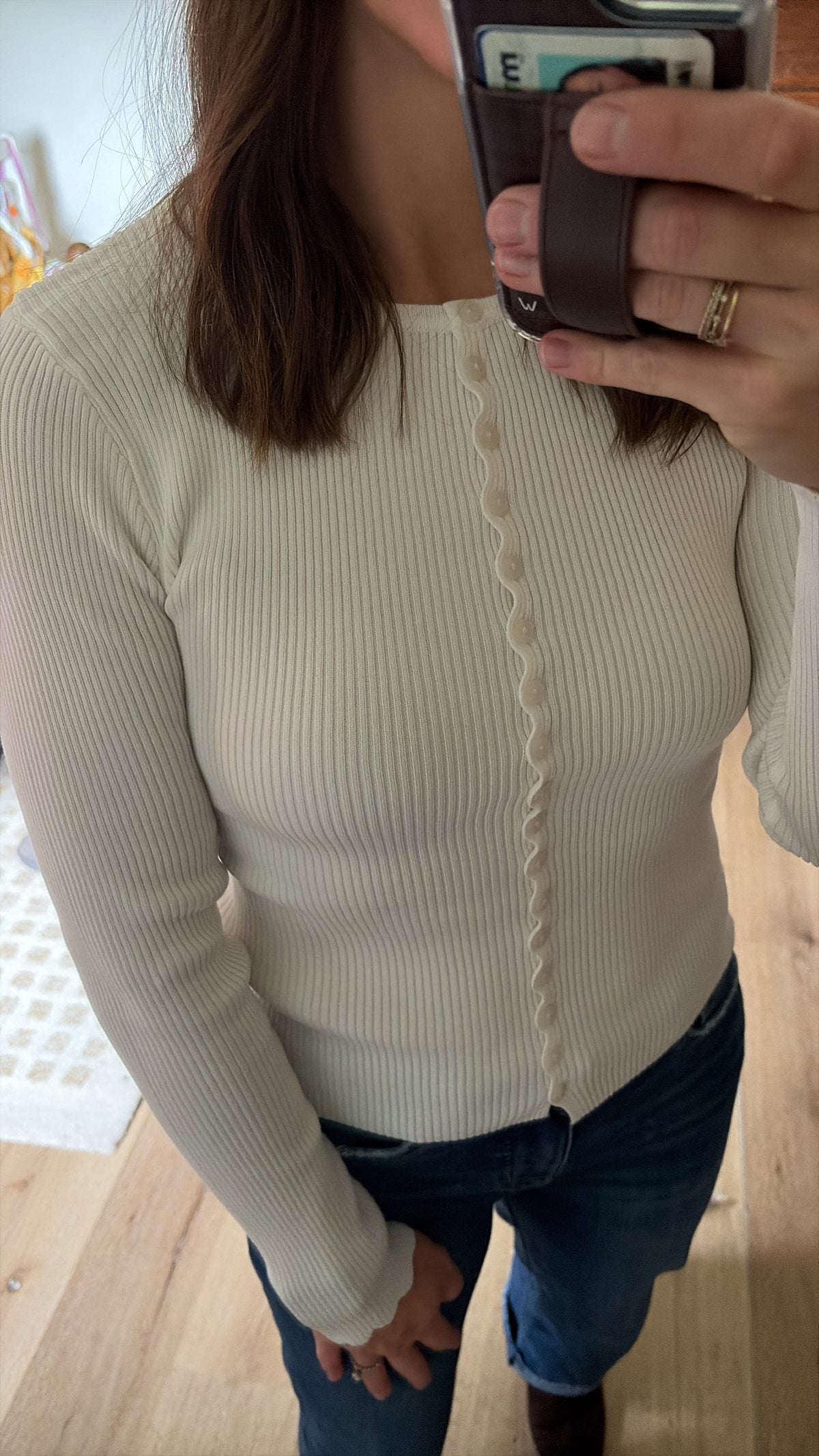 Ribbed Scalloped Long Sleeve