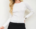 Ribbed Scalloped Long Sleeve