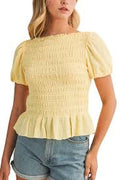 Butter Yellow Smocked Spring Top